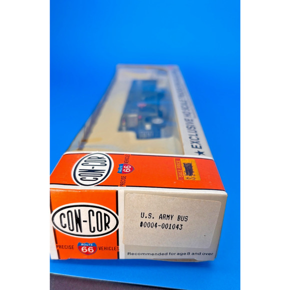 NOS w/box 1/87 HO Die cast Con-Cor U.S. ARMY Bus w/Original Box Route 66 - Picture 6 of 11